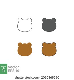 animal, bear head shape icon. solid, filled, outline style. Teddy bear simple avatar character. Soft baby toy face logo for animal cat cartoon. Vector illustration. design on white background. EPS 10