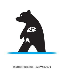 animal, oso, naturaleza, silvestre, fauna silvestre, mamífero, pescado, agua, depredador, pesca, río, salmón, marrón, carnívoro, pardos, alaska, comer, blanco, lindo, ilustración, cascada, vector, oso marrón, captura,