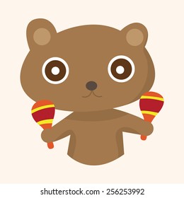 animal bear playing instrument cartoon theme elements