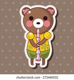 animal bear playing instrument cartoon theme elements