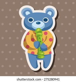 animal bear playing instrument cartoon theme elements
