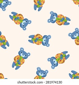 animal bear playing instrument cartoon , cartoon seamless pattern background