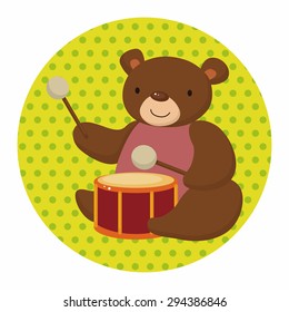 animal bear playing instrument cartoon theme elements