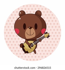 animal bear playing instrument cartoon theme elements