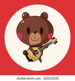 animal bear playing instrument cartoon theme elements