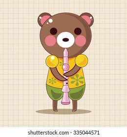 animal bear playing instrument cartoon theme elements