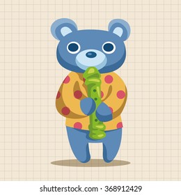 animal bear playing instrument cartoon theme elements
