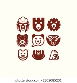 Animal Bear Set Icon Collection Illustration Creative Design