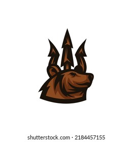 Animal Bear Trident Logo Design