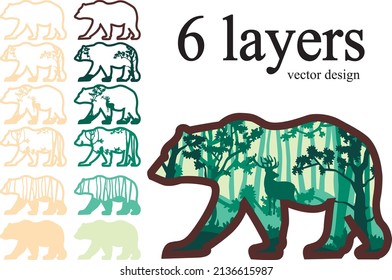 animal bear wildlife forest layered ready project business 3d model tree plastic coloring figurine sale vector wood carving eco design idea jungle grizzly cool successful cartoon summer deer fox fauna