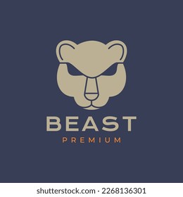 animal beast face head forest wildlife carnivore flat geometric modern clean logo design vector