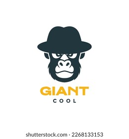 animal beast face primate gorilla hat cool mascot modern logo design vector