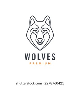 animal beast forest jungle carnivore wolf wolves head minimal logo design vector