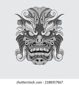 Animal Beast Hand drawn Black and white Vector illustrations. Print, logo, poster template, tattoo idea.