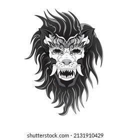 animal beast king lion Hand drawn Tattoo in vector perfect for T-shirt, Apparel or merchandise design