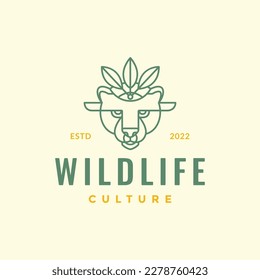 animal beast wildlife head panther culture leaves tribe ethnic hipster geometric minimal logo design vector