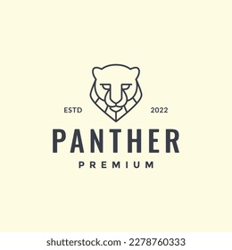 animal beast wildlife jungle carnivore panther leopard head geometric hipster line art logo design vector