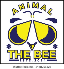 animal the bee illustration vector design with bees in yellow and blue colors in a simple style. suitable for logos, icons, posters, advertisements, banners, companies, t-shirt designs, stickers, web.