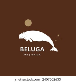 animal beluga natural logo vector icon silhouette retro hipster