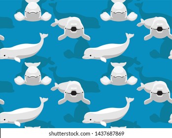 Animal Beluga Whale Cartoon Set Vector Seamless Background Wallpaper