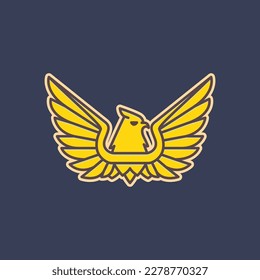 animal bird carnivore eagle wings modern flat sticker colorful logo design vector