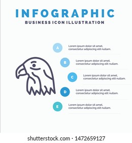 Animal, Bird, Eagle, Usa Line icon with 5 steps presentation infographics Background