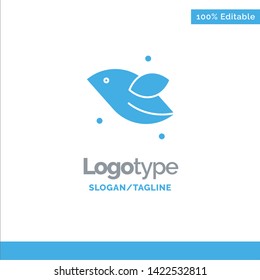 Animal, Bird, Fly, Spring Blue Solid Logo Template. Place for Tagline