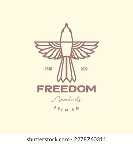 animal bird flying freedom swallow geometric line art hipster vintage logo design vector