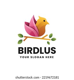Plantilla de diseño de logotipo gradiente de pájaros para animales