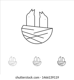 Animal, Bird, House, Spring Bold and thin black line icon set. Vector Icon Template background