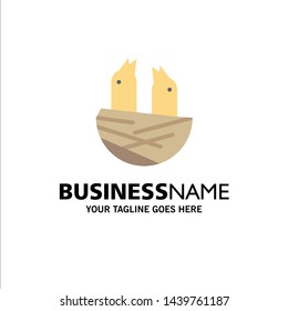 Animal, Bird, House, Spring Business Logo Template. Flat Color