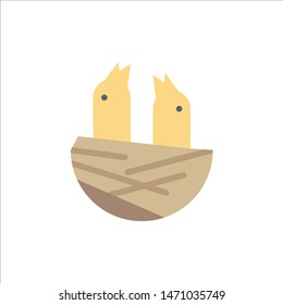 Animal, Bird, House, Spring  Flat Color Icon. Vector icon banner Template. Vector Icon Template background