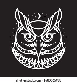 Animal bird owl line graphic illustration vector art t-shirt design