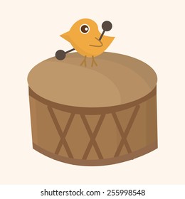 animal bird playing instrument cartoon theme elements