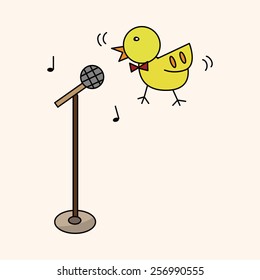 animal bird playing instrument cartoon theme elements