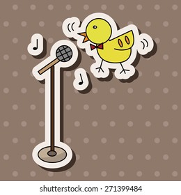animal bird playing instrument cartoon theme elements
