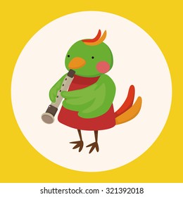 animal bird playing instrument cartoon theme elements