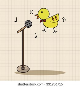 animal bird playing instrument cartoon theme elements