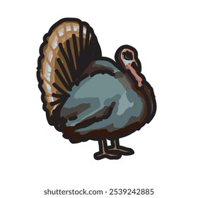 animal bird turkey colored fall thanksgiving autumn vector illustration on white background