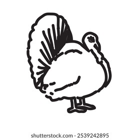 animal bird turkey fall thanksgiving autumn  vector black and white easy illustration on white background