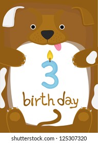 Animal Birthday Card Collection, Little Dog  Three Year Old