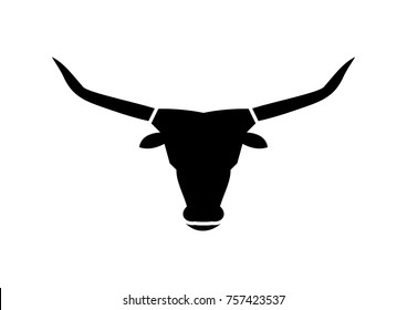 Animal Black Bull Head Illustration Logo Silhouette