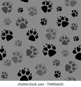 Animal black foots and wildlife animal mammal steps, pet traces. Animal foots silhouette steps Animal foot prints and tracks isolated steps traces on white for wildlife concept design vector. 