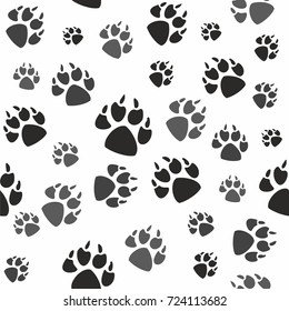 Animal black foots and wildlife animal mammal steps, pet traces. Animal foots silhouette steps Animal foot prints and tracks isolated steps traces on white for wildlife concept design vector. 