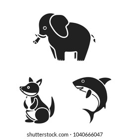 animal black icons in set collection for design. Toy animals vector symbol stock web illustration.