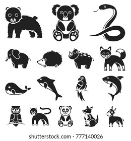 animal black icons in set collection for design. Toy animals vector symbol stock web illustration.