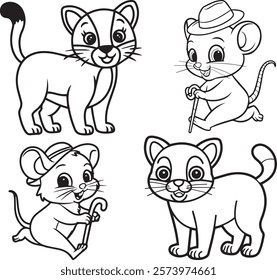 animal black and white coloring art illustration