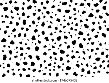 Animal Blob. Cheetah Paint Blot. Black Fluid Dot. White Animal Splash. Seamless Ink Splatter. Dirty Skin. Seamless Dog Texture. Leopard Pattern. Isolated Fur. Vector Paint. Dalmatian Spray Pattern