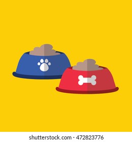 Animal bowl flat icon vector illustrator. Pet feed icon