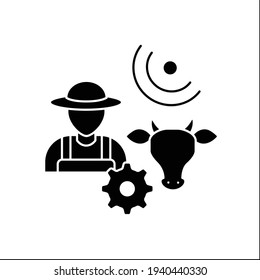 Animal breeder glyph icon.Responsible for producing animals for business.May assist with breeding of large animals. Successful farming concept.Filled flat sign. Isolated silhouette vector illustration